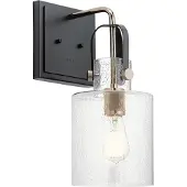 Kichler Elstead Kitner Wandleuchte E27 Poliertes Nickel Klar mit Luftbläschen