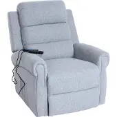 Mendler Fernsehsessel MCW-K63, Relaxsessel Sessel, Liegefunktion Aufstehhilfe Massage Heizfunktion, Stoff/Textil hellgrau