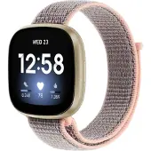Cover-Discount Fitbit Versa / Sense - Nylon Armband Klettverschluss rosa