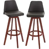 Mendler 2er-Set Barhocker MCW-C43, Barstuhl Tresenhocker, Holz Kunstleder drehbar MVG- braun