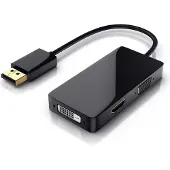 CSL DisplayPort Stecker auf HDMI, DVI, VGA Video-Adapter, 15 cm, 3in1, Konverter-Kabel, Full HD 1080p