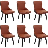 Mendler 6er-Set Esszimmerstuhl MCW-M60, Polsterstuhl Küchenstuhl Lehnstuhl Stuhl, Stoff/Textil Massiv-Holz terrakotta-braun