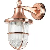 Licht-Erlebnisse Außenlampe Wand in Kupfer IP64 E27 Messing massiv Glas Maritim Außenleuchte Terrasse Haus