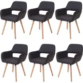 Mendler 6er-Set Esszimmerstuhl MCW-A50 II, Stuhl Küchenstuhl, Retro 50er Jahre Design Kunstleder, braun, helle Beine