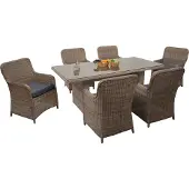 Mendler Poly-Rattan Garnitur MCW-E98, Sitzgruppe Balkon-/Garten-/Lounge-Set, Spun Poly halbrundes Rattan MVG beige Kissen grau