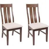 Mendler 2er-Set Esszimmerstuhl MCW-M58, Küchenstuhl Lehnstuhl Stuhl, Stoff/Textil Massiv-Holz dunkles Gestell, creme