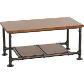 MCW Couchtisch MCW-N27, Wohnzimmertisch Tisch Sofatisch Beistelltisch, Industrial Massiv-Holz Metall 48x100x50cm braun