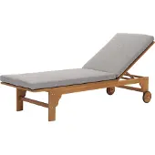 Mendler Sonnenliege MCW-N48, Gartenliege Relaxliege Liegestuhl, Massiv-Holz Akazie MVG- Kissen grau