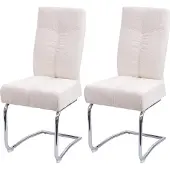 Mendler 2er-Set Esszimmerstuhl MCW-G56, Küchenstuhl Freischwinger Stuhl Lehnstuhl, Metall Stoff/Textil Chenille creme