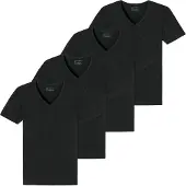 Schiesser T-Shirt "T-Shirt 2PACK T-shirt 4er Pack", Herren, Gr. XXL, schwarz, Obermaterial: 95% Baumwolle CO. 5% Elasthan EL., Shirts T-Shirt