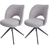 Mendler 2er-Set Esszimmerstuhl MCW-N72, Polster-Küchenstuhl, drehbar Auto-Return, Stoff/Textil (420g/m²) hellgrau