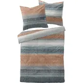 TRAUMSCHLAF Biber Bettwäsche Elverum blau 160x210 cm + 65x100 cm