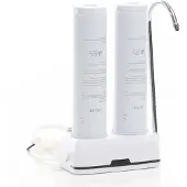Naturewater NW-2-CTOUF 2 Stufen Counter Top Wasserfilter, 5 µ, Aktivkohle Block Filtereinsatz und Ultrafilter, mit Universaladapter, Wasserhahn
