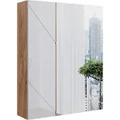 Vicco Badspiegelschrank Irma Weiß/Eiche 60 x 75 cm, Model 52077