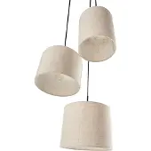 Beliani Hängeleuchte Hellbeige Stoffschirm Trommelform 3-Flammig Langes Kabel Höhenversetzt Modern Beleuchtung für Esszimmer Schlafzimmer Wohnzimmer