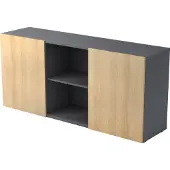 Hjh OFFICE PRO KAPA 1780 | Sideboard | mit Schwebetüren - Sideboard Graphit/Eiche