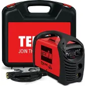 Telwin Force 165 Elektroden-Schweissgerät MMA mit Inverter-Technologie, Set inkl. Transportkoffer, Anschlussgarnitur, Massekabel, Schlackehammer