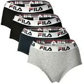 FILA Damen Hipster - 4er Pack Slip, Logo-Bund, Cotton Stretch, einfarbig