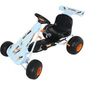 HOMCOM Go Kart Kinderfahrzeug Tretauto mit Pedal ab 3 Jahre Stahl Hellblau