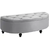HOMCOM Bank mit Aufbewahrungsbox Aufbewahrungsbox Samt Touch Gummi Holz grau 831-410