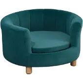 PawHut Hundesofa mit Weichem Bezug Rundes Hundebett Haustiersofa mit Holzbeinen