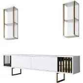Skye Decor , Gold Line - White, Gold, Wohnzimmermöbel-Set, Weiß, 100 % MELAMINBESCHICHTETE SPANPLATTEN, 180 x 30 x 48 cm