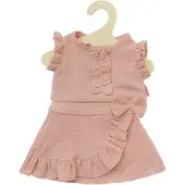 Heless Puppen-Wickelrock mit Rüschen-Top aus 100 % Bio-Baumwolle, rosé, 2-teilig, Gr. 35-45 cm