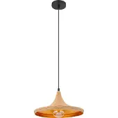 Globo Lighting Hängeleuchte Metall schwarz matt, Aluminium goldfarben, Textil braun, Schirm außen mit Kordel umzogen, ø: 365mm, H: 1400mm, exkl. 1x E27 40W 230V