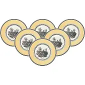 Villeroy & Boch Frühstücksteller "Frühstücksteller Audun Chasse ø 21,6 cm 6er Set weiß-grau-gelb"