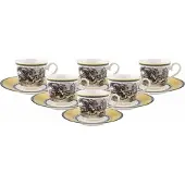 Villeroy & Boch Tasse "Frühstückstassen mit Untertassen Audun Ferme 350 ml 6er Set bunt", bunt, Porzellan, Trinkgefäße, Tasse