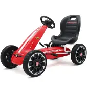 Vrooomy Abarth Go-Kart Kinder (3–7 Jahre) – mit EVA-Gummireifen, verstellbarem Sitz & Handbremse – Kinder Gokart Pedalauto – Rot