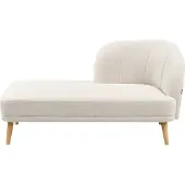Beliani Chaiselongue Hellbeige aus Stoff mit Holzbeinen Rechtsseitig Gepolstert Elegant Récamiere Wohnzimmermöbel