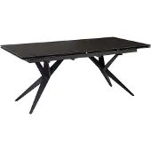 FineBuy Esstisch ausziehbar 180–260 cm Schwarz – Glas-Keramik Tischplatte – moderner Esstisch mit gekreuztem Metallgestell – kratzfest hitzebeständig
