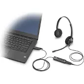 Poly EncorePro 520 Binaurales Headset + Quick Disconnect, Kabelgebunden, 20 - 10000 Hz, Anrufe/Musik, 74 g, Kopfhörer, Schwarz