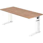 Hjh OFFICE PRO UNDA 19 W - 180 x 80 höhenverstellbar Nussbaum/Weiß