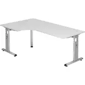 Hjh OFFICE PRO MEGA 82 S - Holz C-Fuß Silber 200 x 120 höhenverstellbar Weiß/Silber