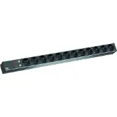 Bachmann IT PDU ALU 1HE 12x Schutzkontakt, ÜSS, Zuleitung mit Schutzkontaktstecker