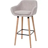 Mendler Barhocker Vaasa T381, Barstuhl Tresenhocker MVG- Textil, creme grau