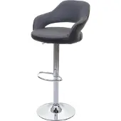 Mendler Barhocker MCW-F16, Barstuhl Tresenhocker Drehhocker, mit Lehne Kunstleder grau-schwarz