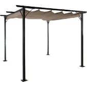 Mendler Pergola MCW-C42, Garten Pavillon, stabiles 6cm-Gestell + Schiebedach 3,5x3,5m taupe-braun