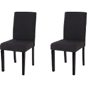 Mendler 2er-Set Esszimmerstuhl Stuhl Küchenstuhl Littau Textil, schwarz, dunkle Beine