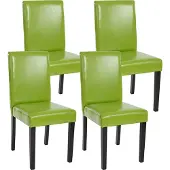 MCW 4er-Set Esszimmerstuhl Stuhl Küchenstuhl Littau Kunstleder, grün, dunkle Beine