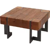 Mendler Couchtisch MCW-A15, Wohnzimmertisch, Tanne Holz rustikal massiv MVG- braun 70x70cm