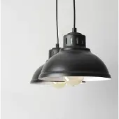 Licht-Erlebnisse Pendelleuchte Industrie "Sven" Schwarz Metall 2-flammig Hängelampe Wohnzimmer Esszimmer Esstisch