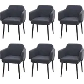 Mendler 6er-Set Esszimmerstuhl MCW-L13, Polsterstuhl Küchenstuhl Stuhl mit Armlehne, Stoff/Textil Metall MVG anthrazit