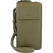 Esquire Leder Geldbörse Handytasche Peru Phone Wallet Bag Olive olivgrün