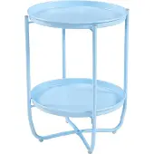 En.casa Tabletttisch ‘Sandefjord’ rund mit 2 abnehmbaren Tabletts Stahl 57,5 x 40 cm Himmelblau