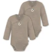 Normani 2er Pack Doppelpack Baby-Body Merino Wickelbody Bodysuit Langarm - 9343