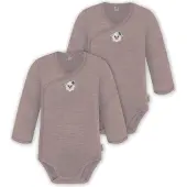 Normani 2er Pack Doppelpack Baby-Body Merino Wickelbody Bodysuit Langarm - 9343