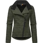Ragwear Strickfleecejacke "Saskie Melange" ohne Kapuze Grob gestrickte Damen-Jacke mit Teddyfell-Futter